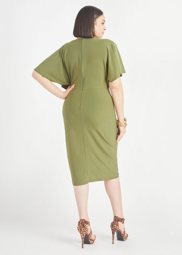 Faux Wrap Bodycon Dress, Olive image number 1