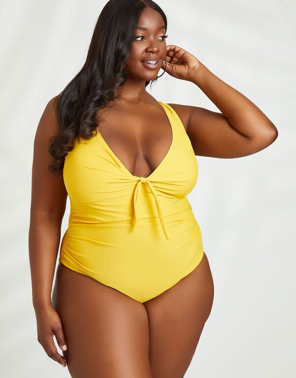 Nicole Miller Knotted Swimsuit, Yellow image number 0