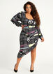 Ruched Newspaper Print Bodycon, Black Combo image number 0