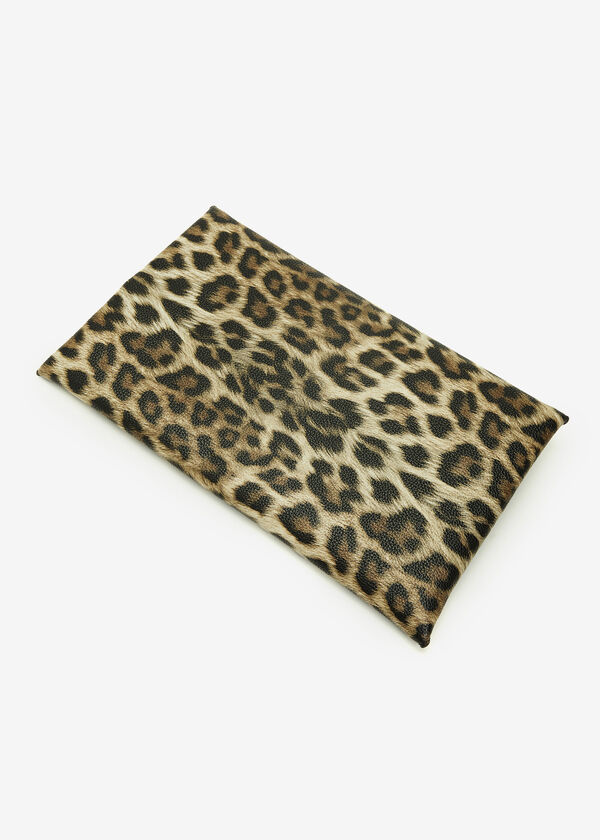 Leopard Print Envelope Clutch, Brown Animal image number 1