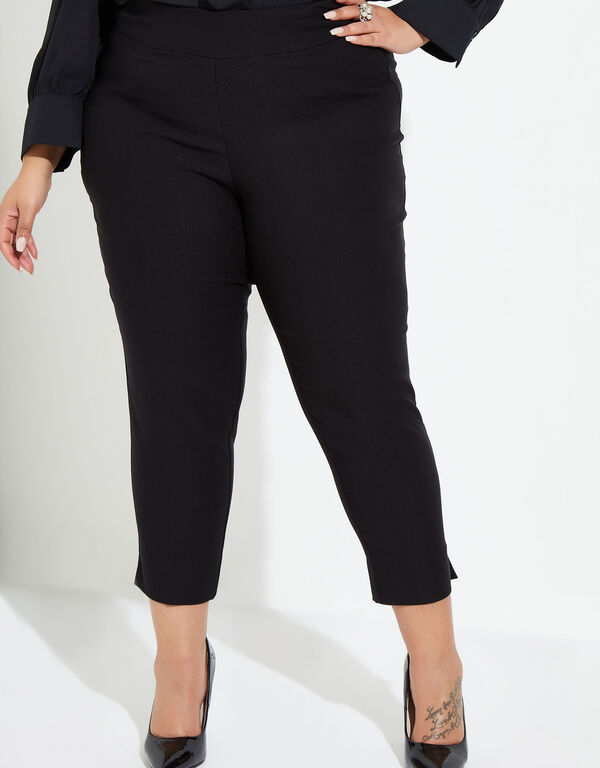 Stretch Woven Pull On Capris, Black image number 0