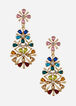 Rhinestone Floral Drop Earrings, Multi image number 0