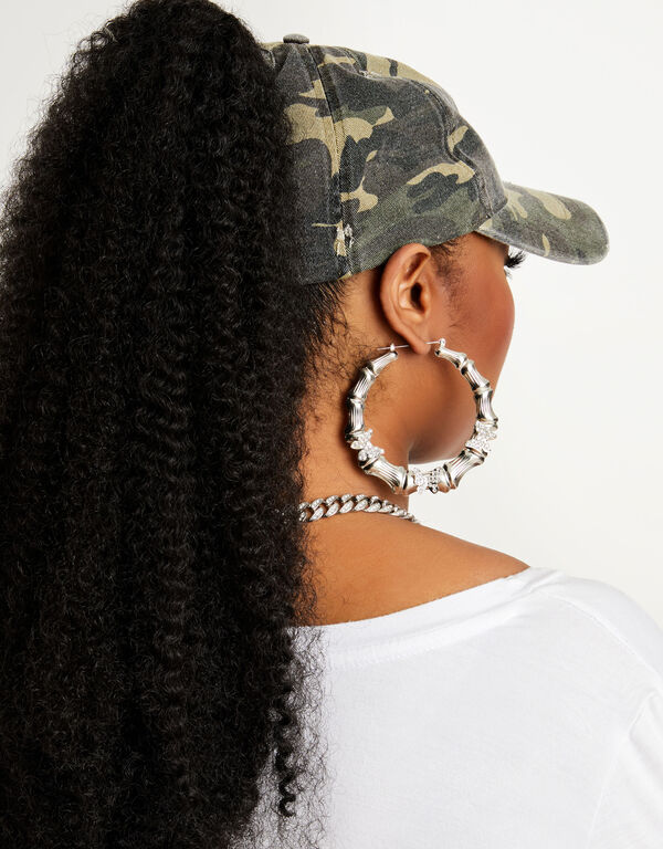 Distressed Camo Ponytail Cap, Olive image number 1