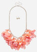 Floral Chain-Link Necklace Set, Geranium Pink image number 0