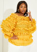 Ruffled Off The Shoulder Top, Nugget Gold image number 0