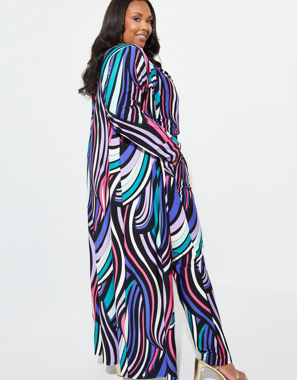 Swirl Print Stretch Knit Duster, Multi image number 1