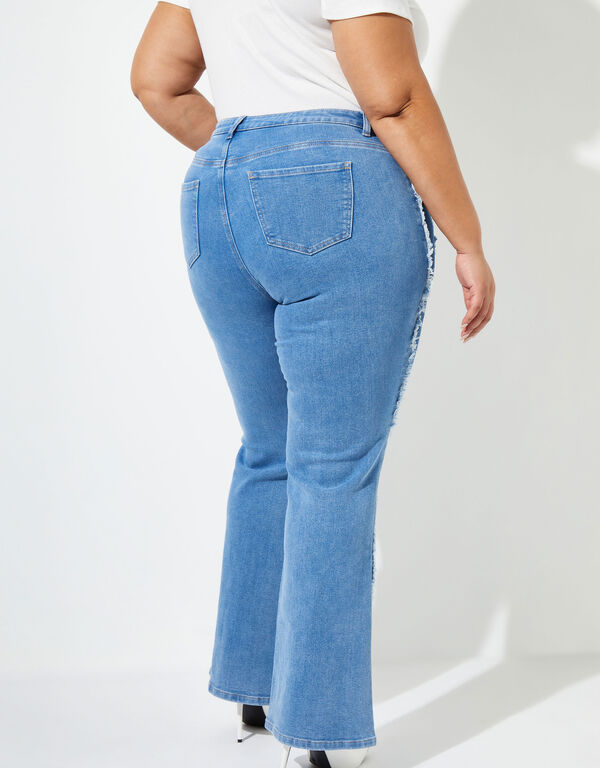 Two Tone Flared Jeans, Denim Blue image number 1