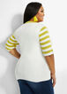 Colorblock Stripe Sleeve Sweater, White image number 1