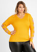 Plus Size Trendy Ribbed Cutout Sleeve V Neck Fitted Cozy Chic Sweater image number 0
