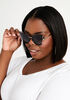 Black & Silver Cateye Sunglasses, Black image number 0