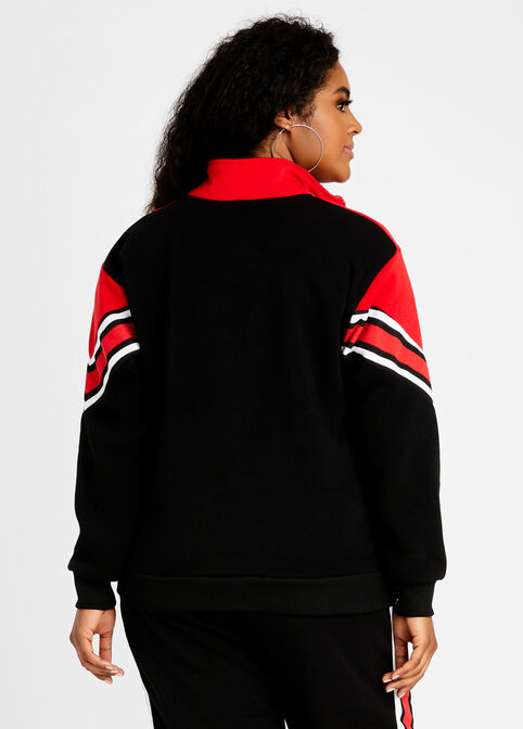 Colorblock Stripe Active Pullover, Black Combo image number 1