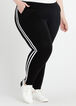 Plus Size Black White Stripe Scuba Jacket Athleisure Leggings 2pc Set image number 0