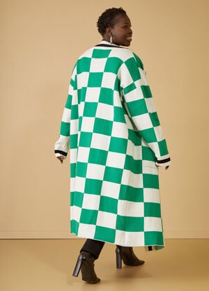 Checked Intarsia Duster, Green image number 1