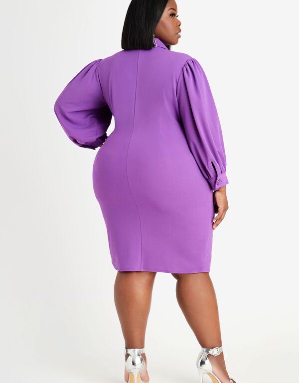 Crepe Notch Lapel Blazer Dress, Purple Magic image number 1