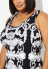 Printed Textured Knit Midi Dress, Black White image number 2