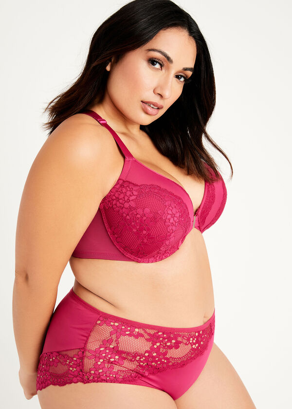 Lace Fun & Flirty Front Clasp Bra, Sangria image number 2
