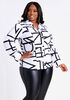 Tall Abstract Print Shirt, Black White image number 0