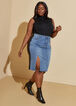 Denim And Faux Leather Skirt, Black Combo image number 3