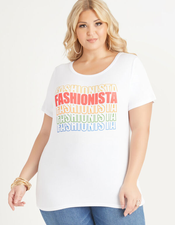 Fashionista Jersey Graphic Tee, White image number 0