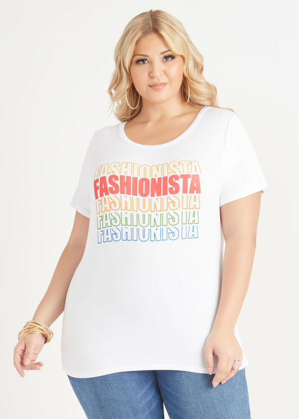 Fashionista Jersey Graphic Tee, White image number 0
