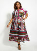 Multicolor Pleated Geo Maxi Dress, Multi image number 0
