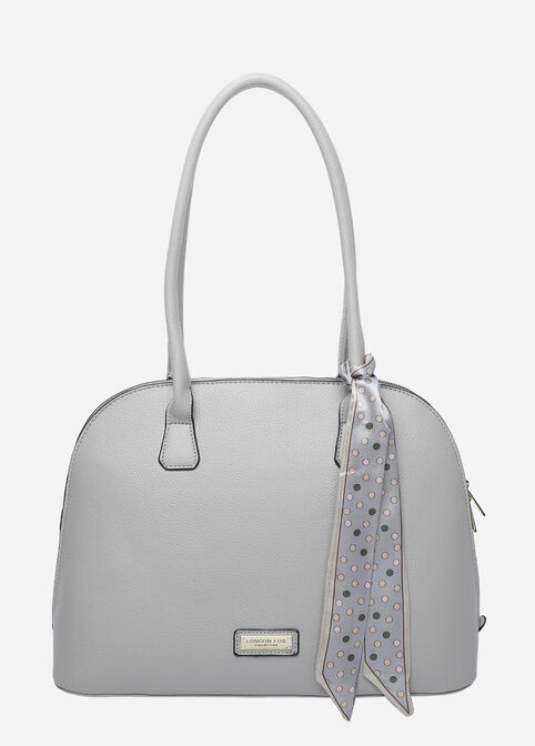Trendy Designer London Fog Nora Dome Satchel Luxe Faux Leather Handbag image number 0