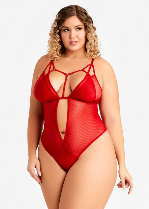 Plus Size Sexy Lingerie Cutout Crossover Cage Strappy Bodysuit image number 0