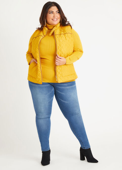 Plus Size Quilted Vest Plus Size Fall Bomber Jacket image number 0