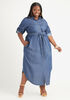 Chambray A Line Maxi Shirtdress, Dk Rinse image number 2