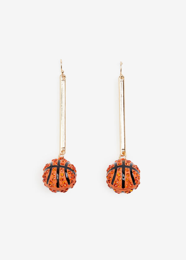 Basketball Charm Drop Earrings, Gold image number 0