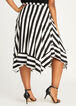 Stripe Asymmetric Hem Skirt, Black White image number 1