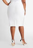 White Stretch Twill Pencil Skirt, White image number 1