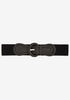 Black Oversize Buckle Stretch Belt, Black image number 1