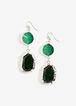 Green & Silver Stone Drop Earrings, EDEN image number 0