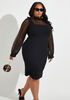 Dotted Mesh Paneled Dress, Black image number 2