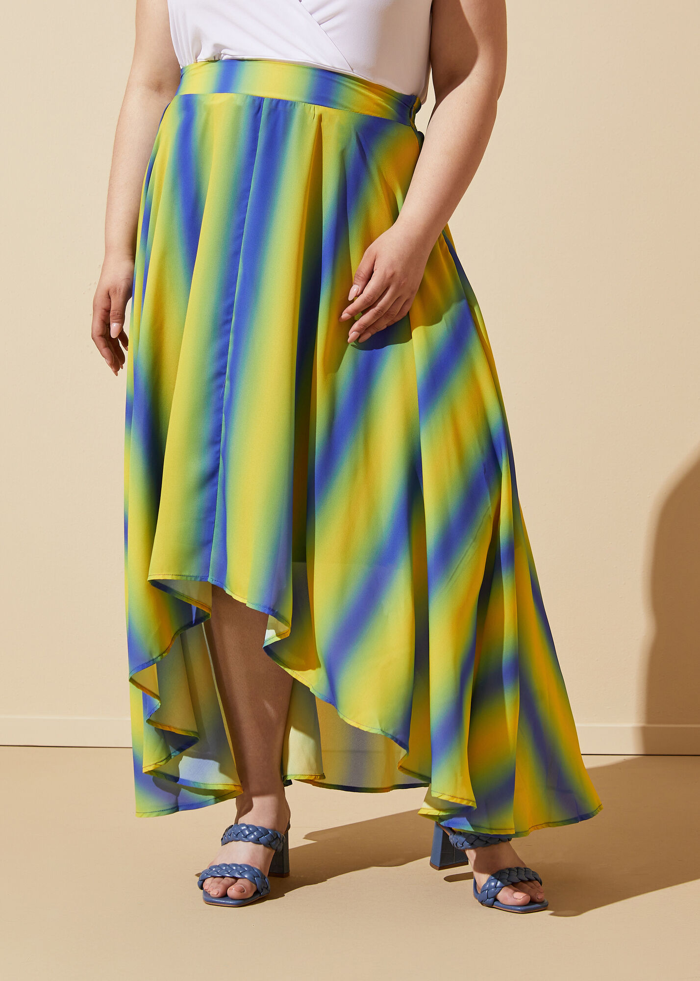 Plus Size striped maxi skirt plus size hi low skirt plus size set