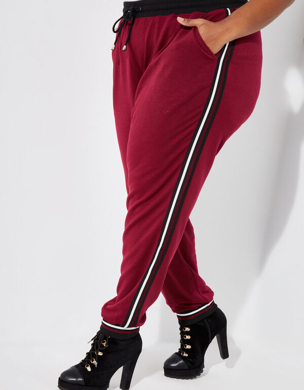 Stripe Trimmed Joggers, Rhododendron image number 0