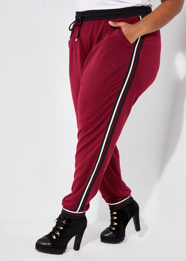 Stripe Trimmed Joggers, Rhododendron image number 0