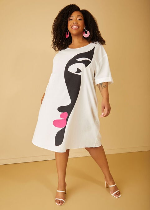 Profile Linen And Cotton Blend Dress, White image number 0