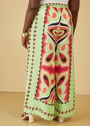 Abstract Wide Leg Pants, Jade Lime image number 1
