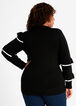 Two Tone Asymmetric Ruffle Sweater, Black image number 1