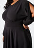 Split Sleeve Midi A Line Dress, Black image number 3