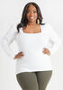 Puff Sleeve Ribbed Sweater, White image number 0