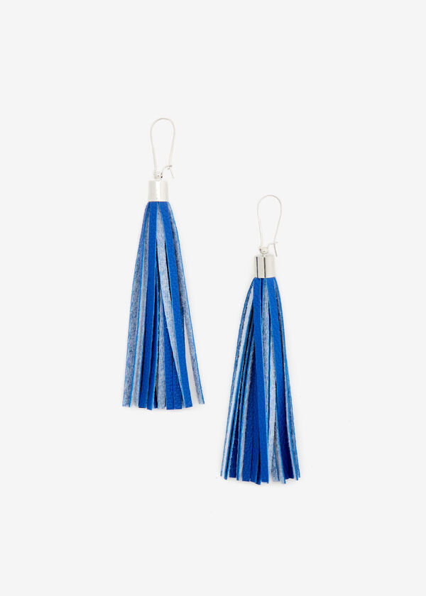 Fringe Faux Leather Drop Earrings, Sodalite image number 0
