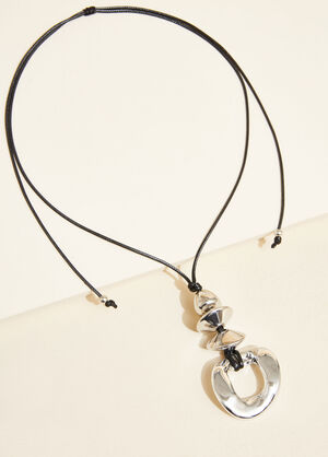 Beaded Pendant Necklace, Black image number 1