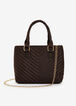 Brown Quilted Nylon Satchel, Brown image number 0