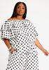 Dot Ruffle Off The Shoulder Blouse, Black White image number 0
