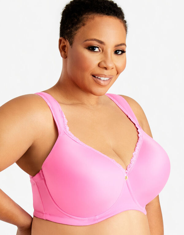 Pink Full Coverage Butterfly Bra, Bright Pink image number 1