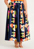 Floral Satin High Waist Maxi Skirt, Navy image number 0