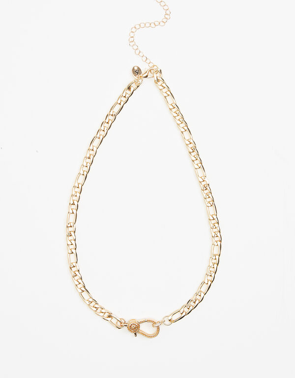 Pave Clasp Gold Tone Necklace, Gold image number 0